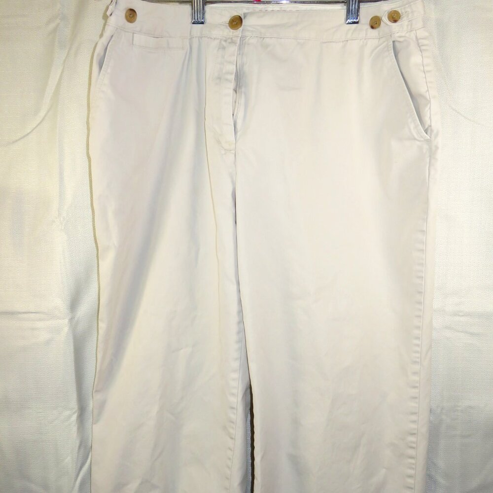 Lands’ End Adjustable Waist Straight Leg Khaki Women’s Capri Size 14 Waist 32 in